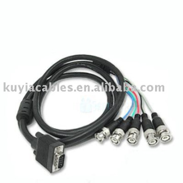 6Ft D-Sub HD15-Pin VGA auf BNC Adapterkabel 5BNC Kabel RGBHV Breakout Kabel